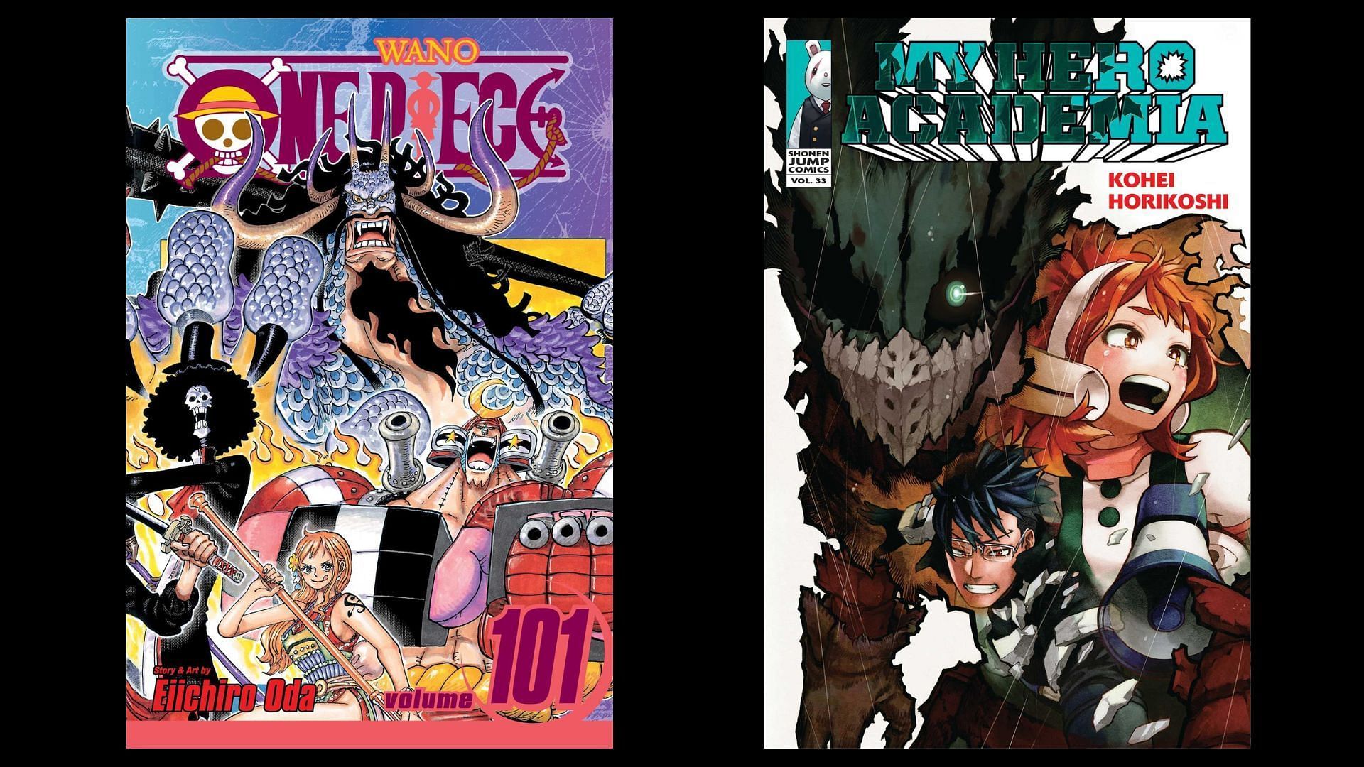One Piece volume 101 and My Hero Academia volume 33 covers (Image via Shueisha)