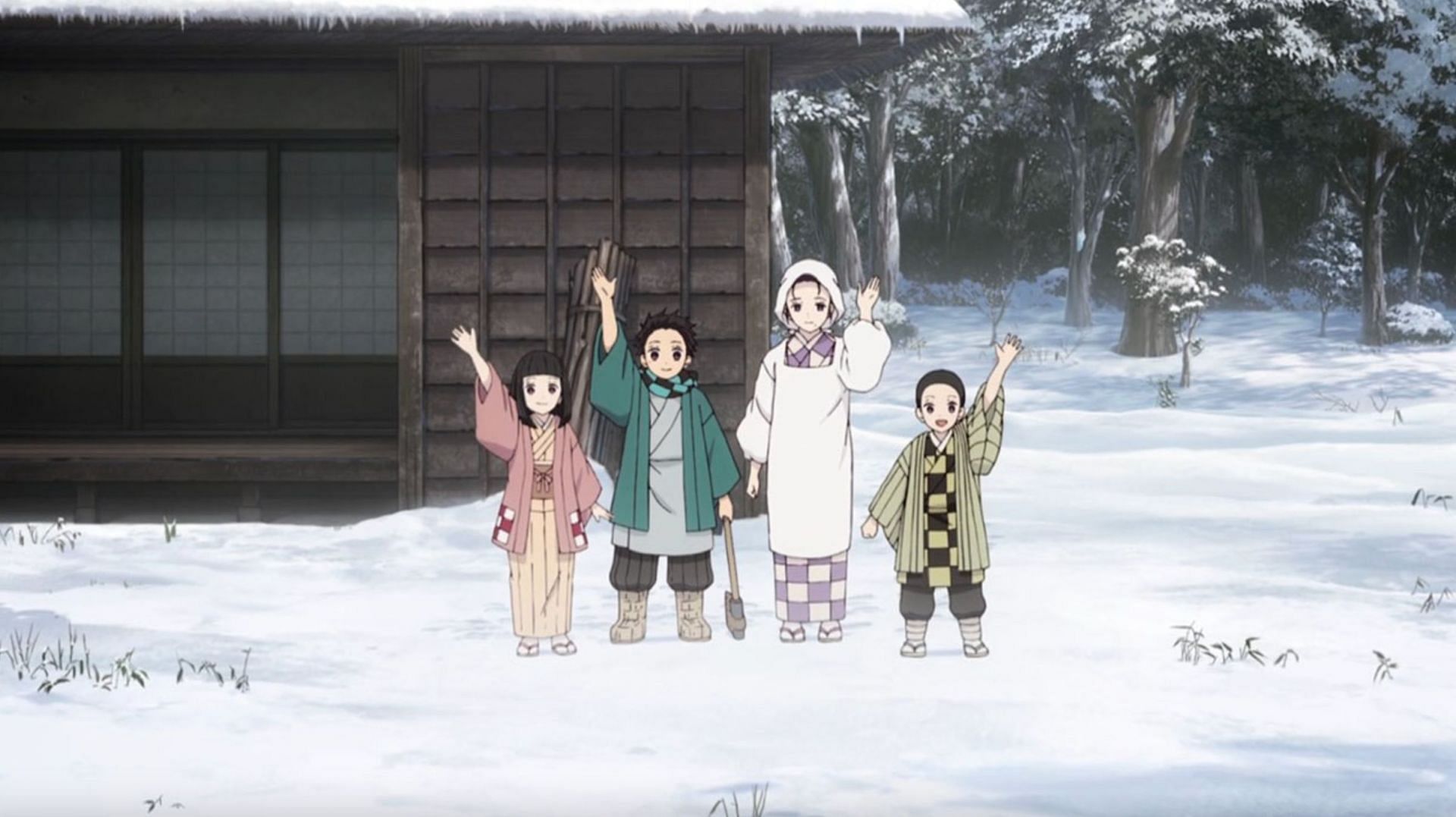 Tanjiro and Nezuko&#039;s family (image via Ufotable, Inc.)