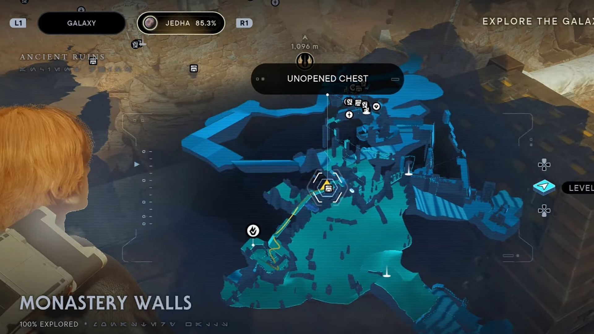 You can scale the wall beside the previous collectible to reach this Chest (Image via Electronic Arts)