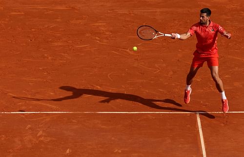 Novak Djokovic in action at the Monte-Carlo Masters