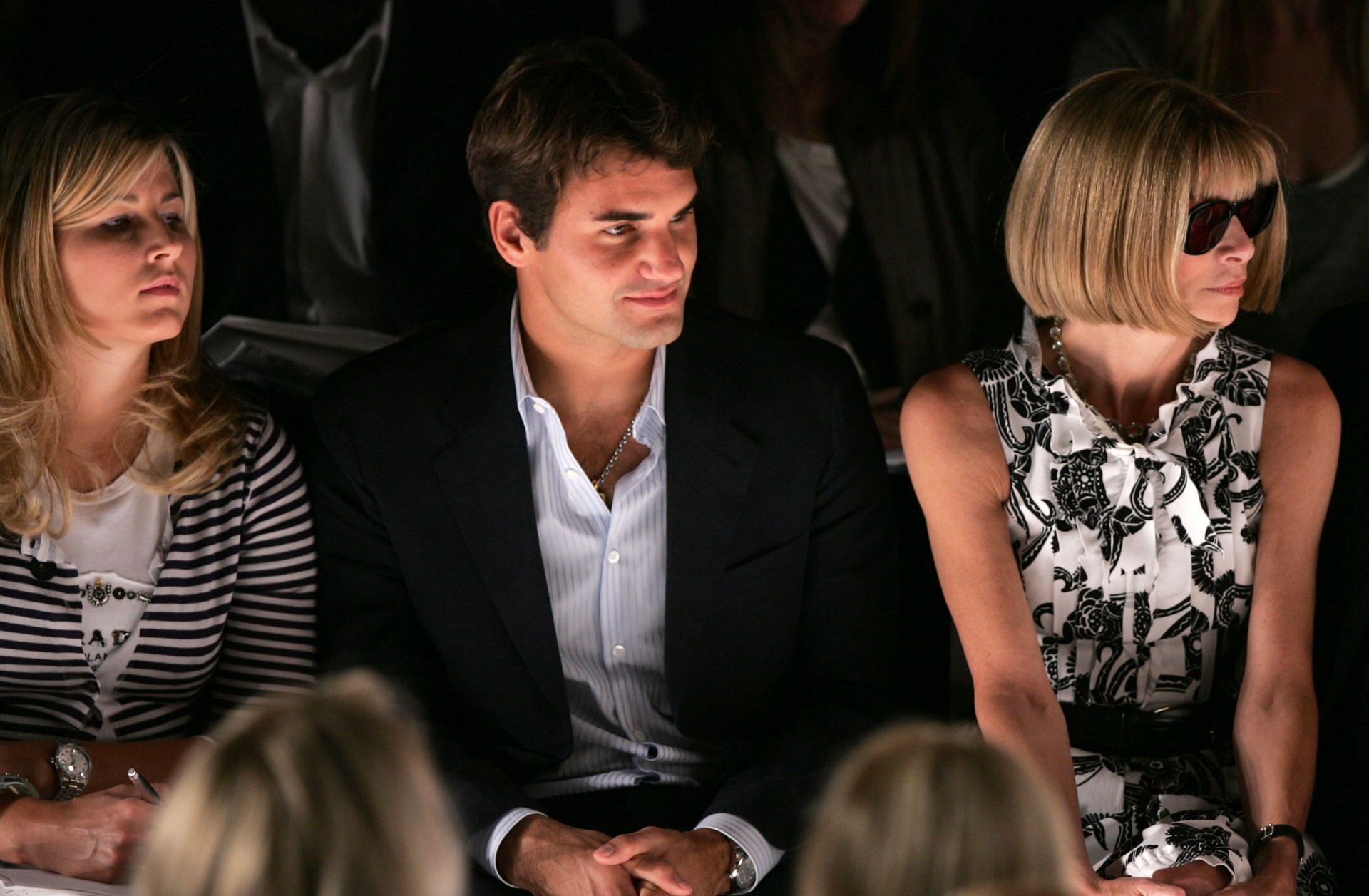 The Swiss with wife Mirka and Vogue editor-in-chief Anna Wintour at a fashion event in 2007