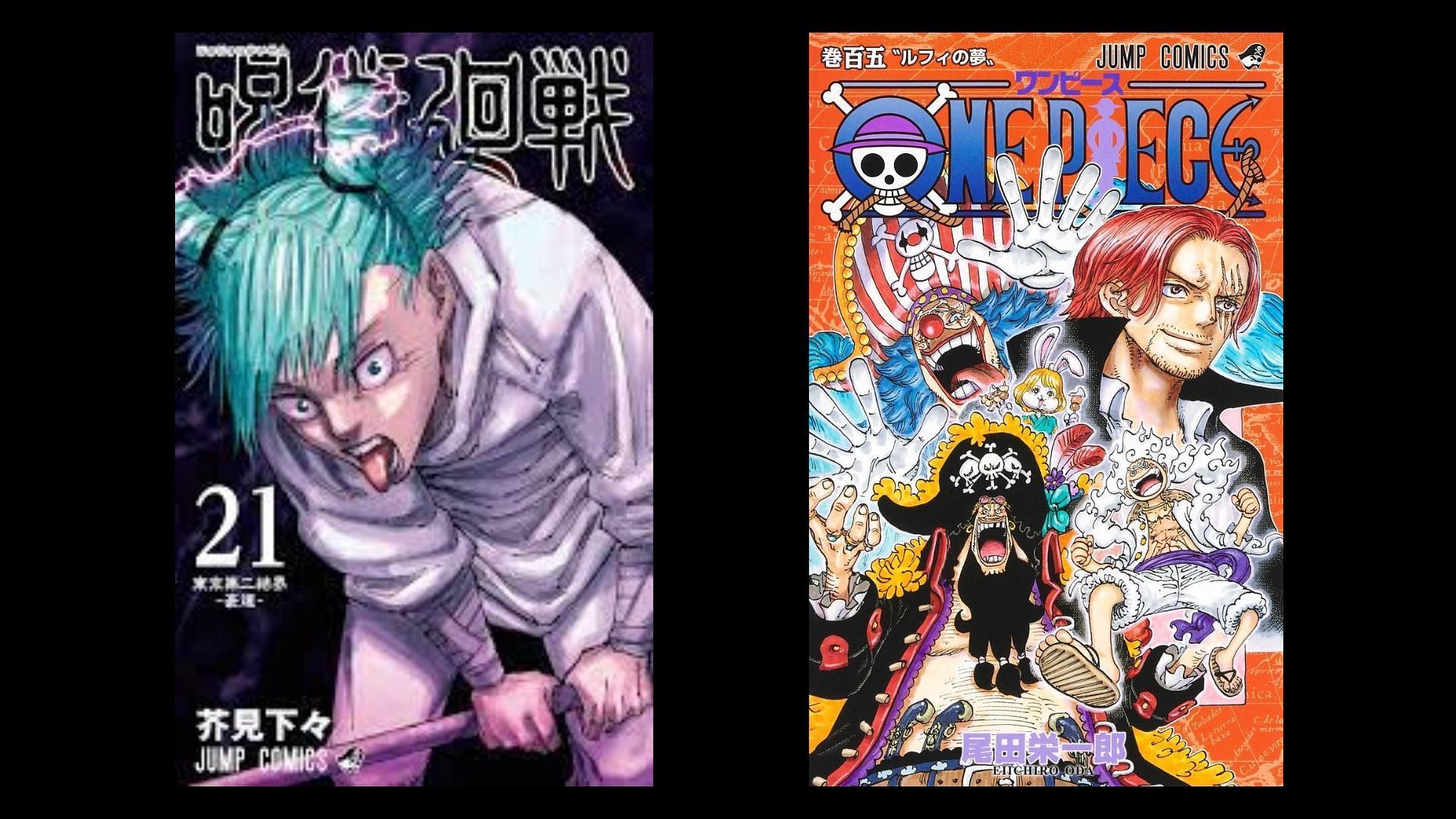 Jujutsu Kaisen volume 21 and One Piece volume 105 covers (Image via Shueisha)