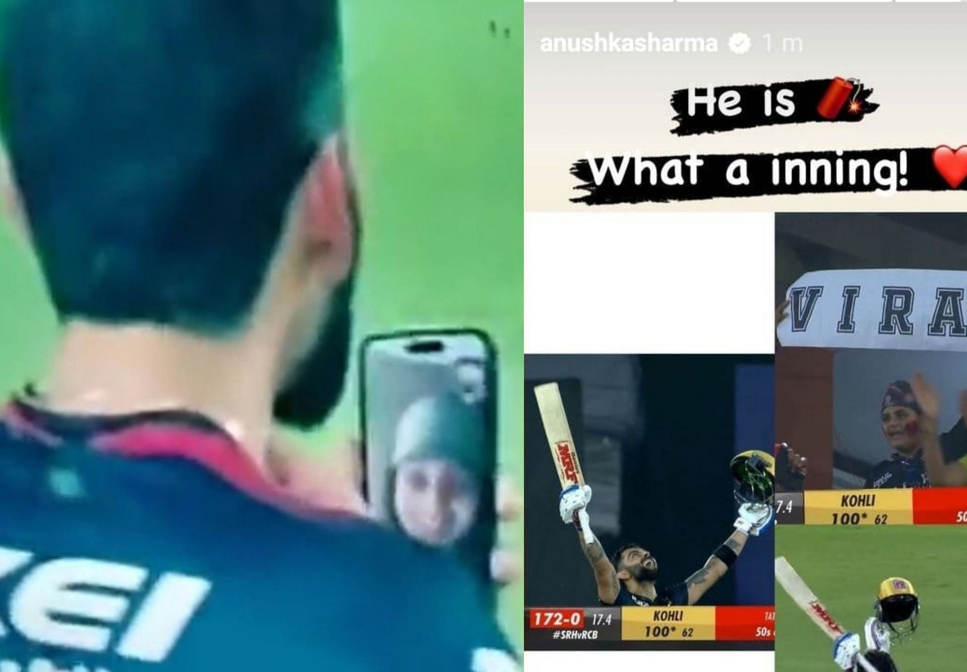 Virat Kohli talks with Anushka Sharma after the match vs SRH.