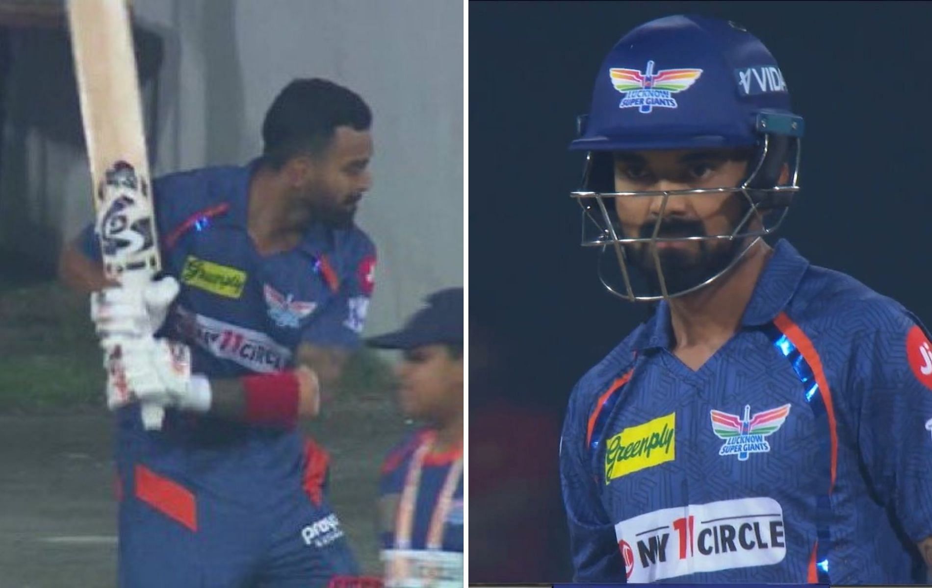 KL Rahul injured his thigh while fielding vs RCB. (Pics: Jio Cinema)