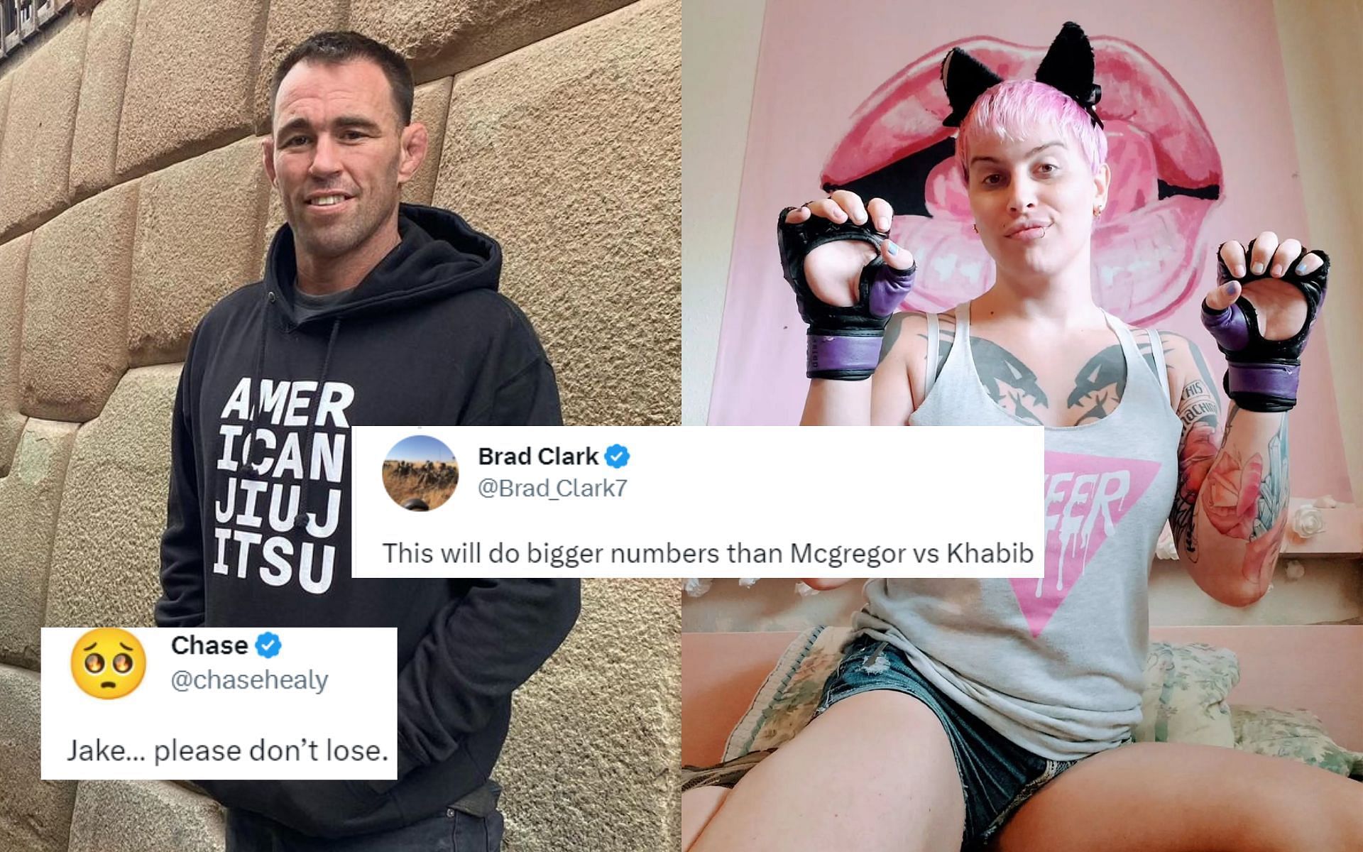 Fans rally behind Jake Shields vs. transgender MMA fighter [Image courtesy: @jakeshieldsajj on Twitter, @jakeshields and @lady_feral on Instagram]