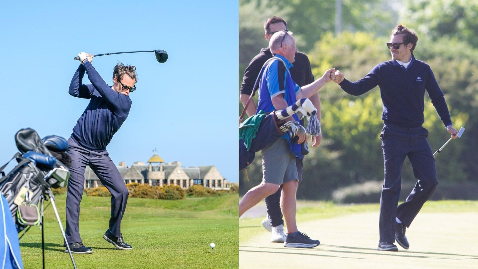 Harry Styles at the St. Andrews Course (Images via Twitter)