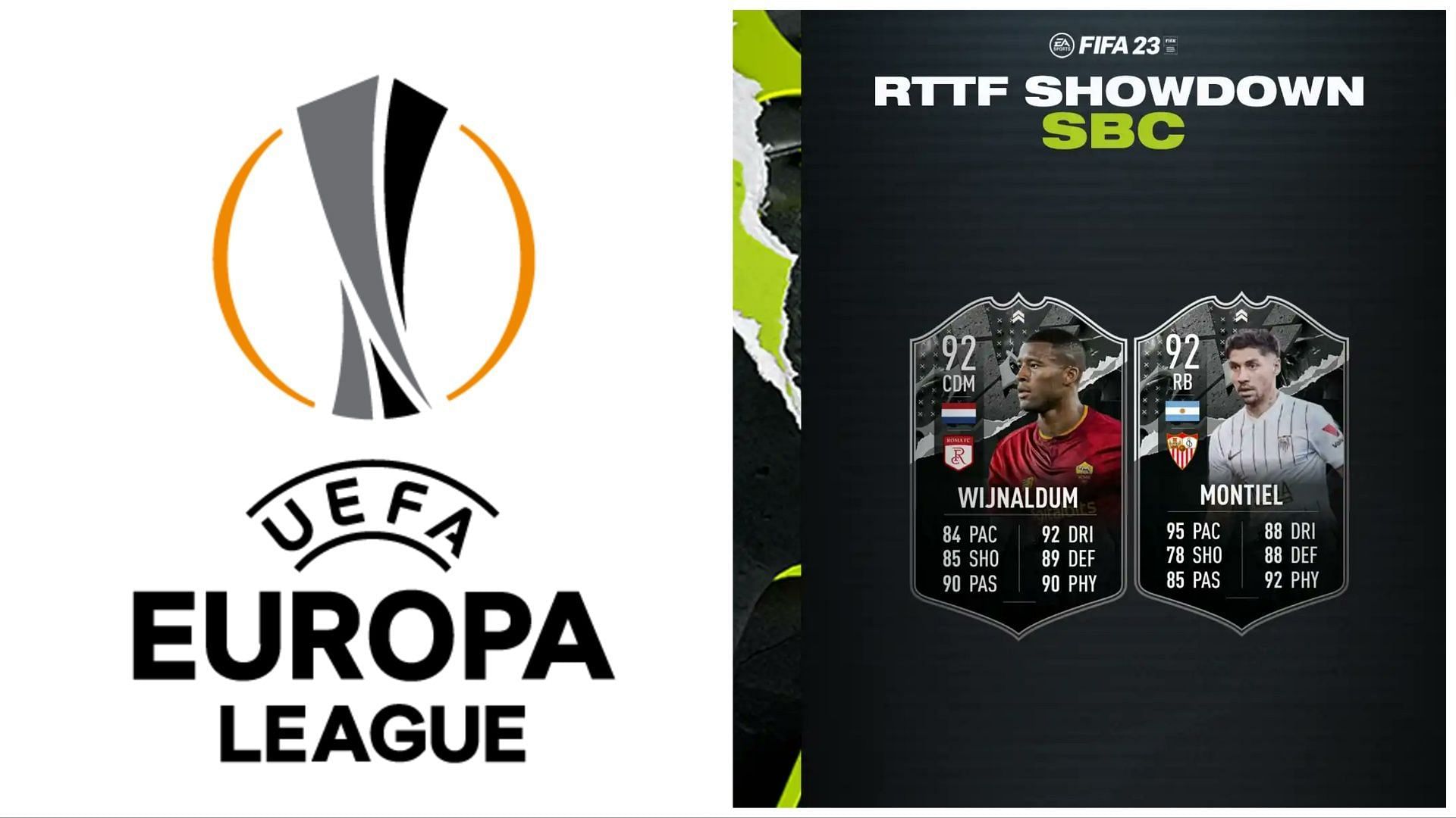 The latest Showdown SBCs have been leaked (Images via UEFA and Twitter/FIFAUTeam)