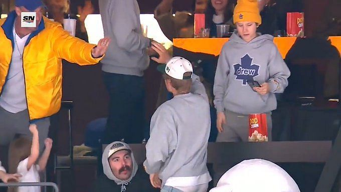 Justin and Hailey Bieber Wore Matching Jerseys at a Toronto Maple