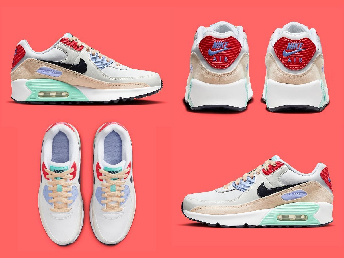 The upcoming Nike Air Max 90 &quot;Patches&quot; sneakers will be released exclusively in kids&#039; sizes (Image via Sportskeeda)