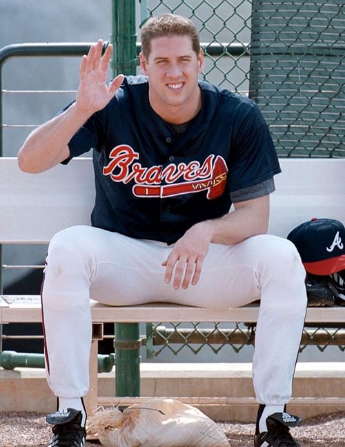 John Rocker: 2 Mar 2000: Relief pitcher John Rocker of the Atlanta Braves waves to the media on his first day of Spring Training at Disney''s Wide World of Sports Baseball Stadium in Lake Buenavista, Florida. Mandatory Credit: Scott Halleran/ALLSPORT