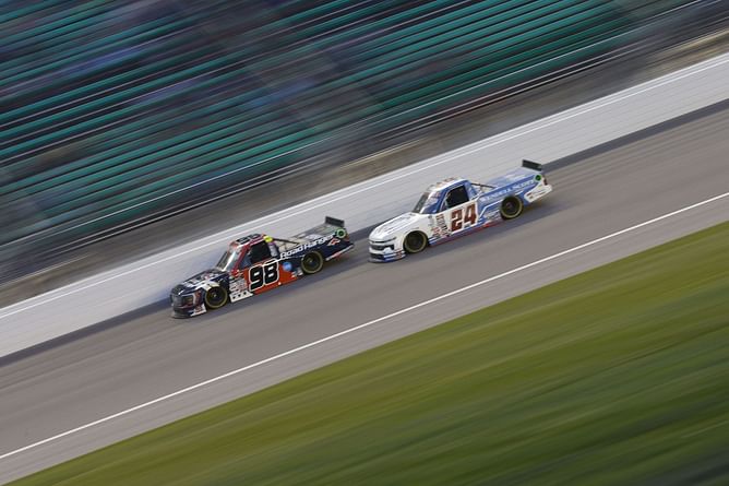 What happened between Rajah Caruth and Ty Majeski in the NASCAR Truck series race at Kansas?