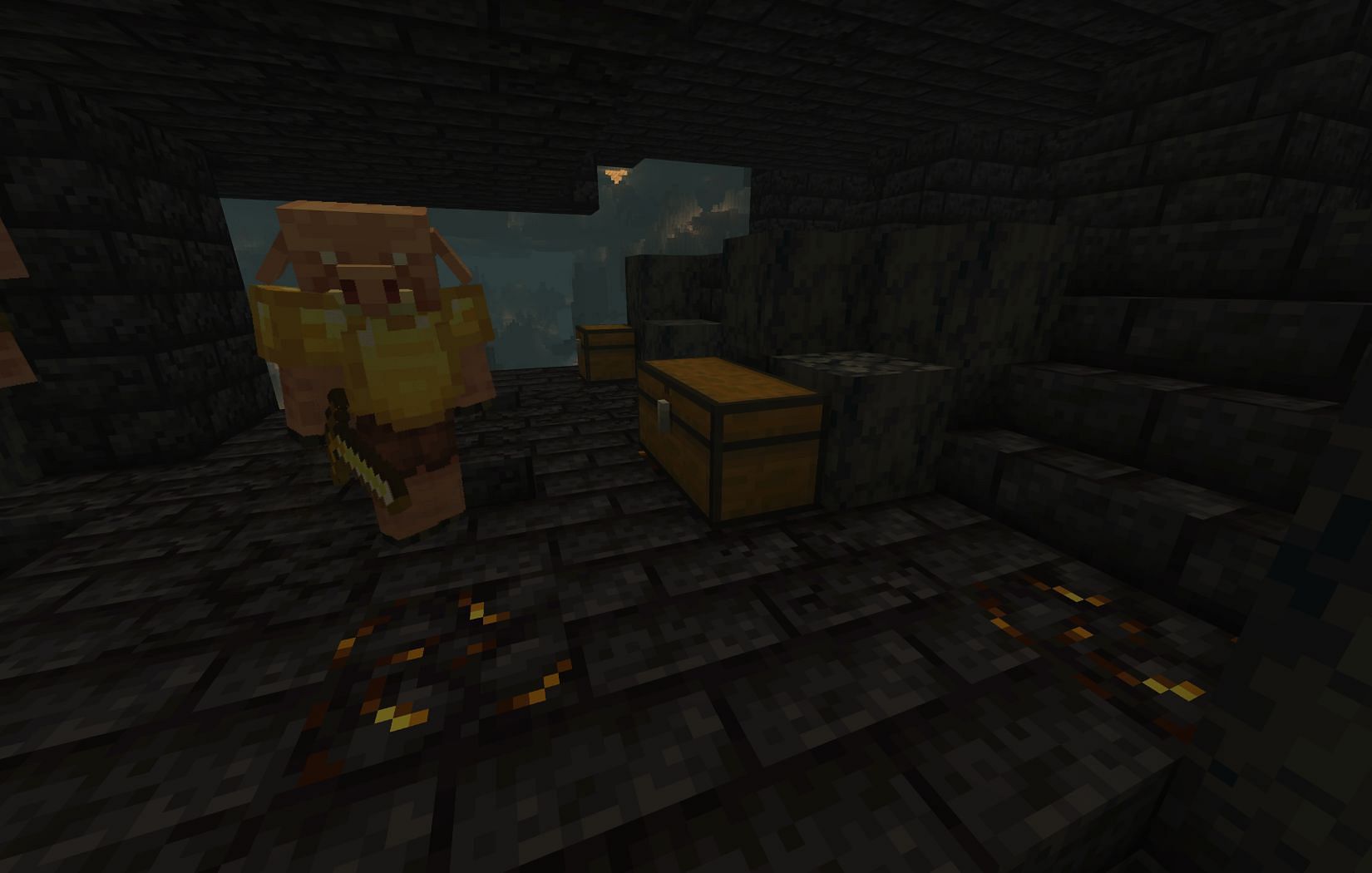 Bastion treasure room has a 100% chance of a netherite upgrade template (Image via Mojang)