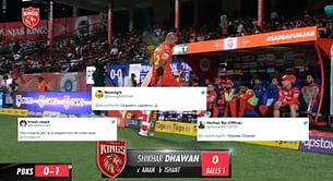 "This is exactly why he is dropped from the Indian team" - Fans erupt as Shikhar Dhawan gets out for a golden duck in PBKS vs DC