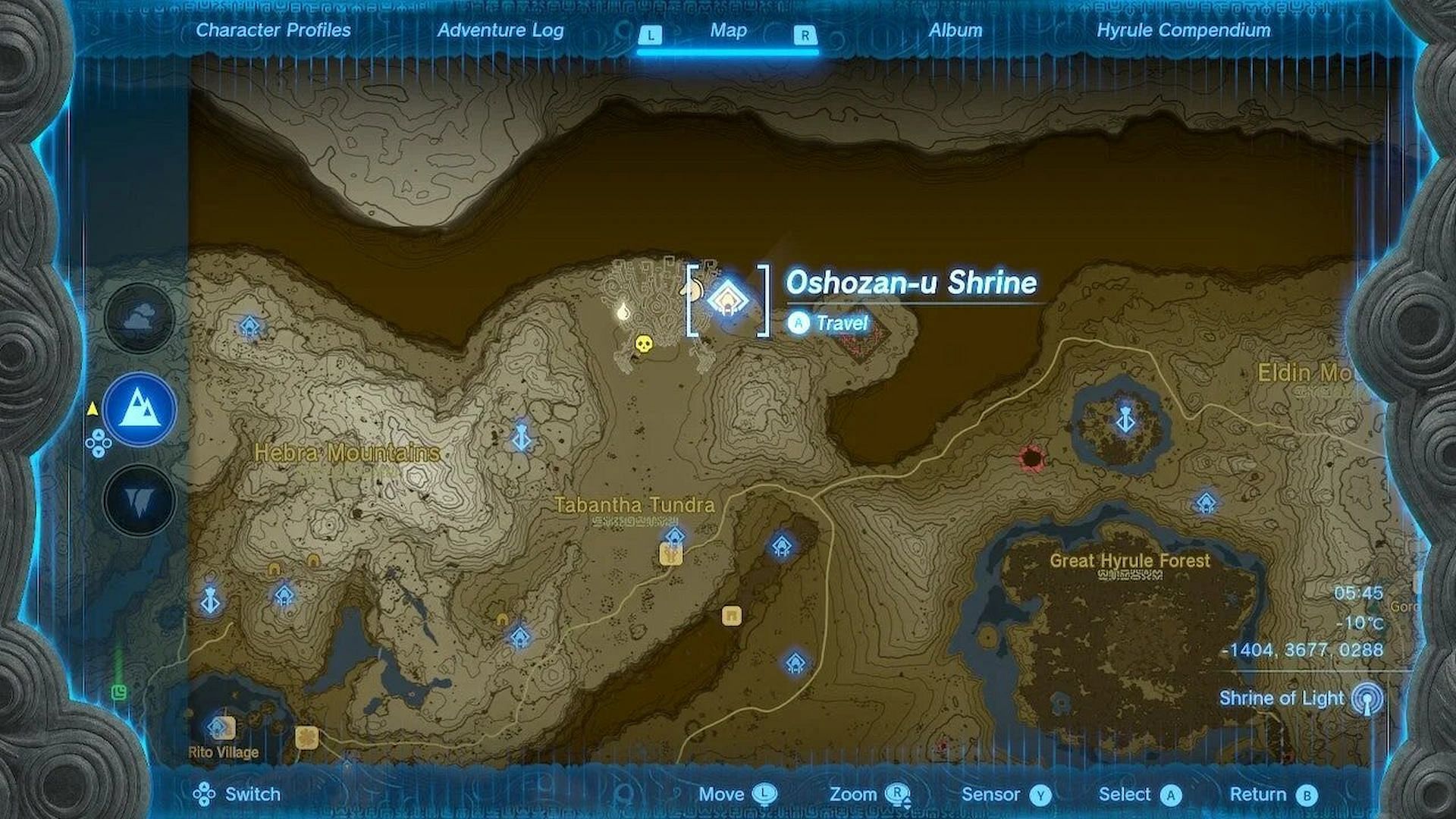 This is the location of the Oshozan-u Shrine (Image via Nintendo)