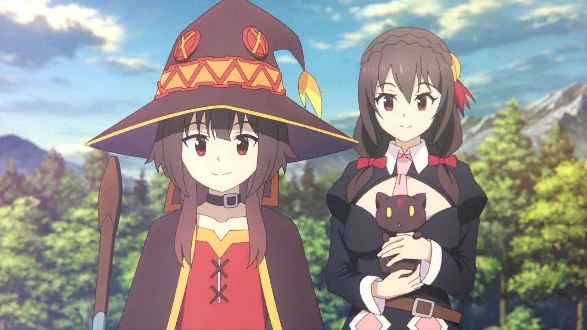 Megumin and Yunyun as seen in KonoSuba: An Explosion on This Wonderful World! (Image via Studio Deen)