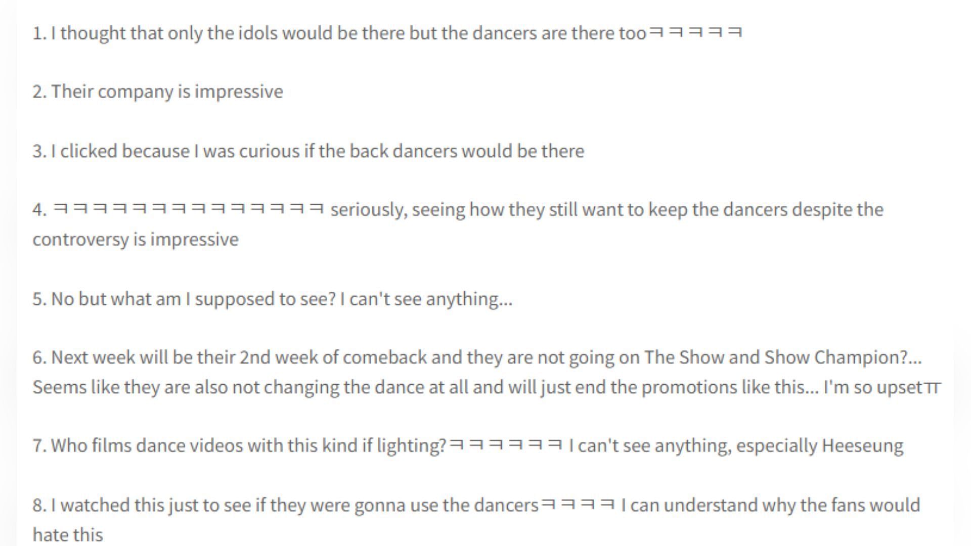 South Korean netizens&#039; comment on the Bite Me dance practice video (Image via pannchoa)