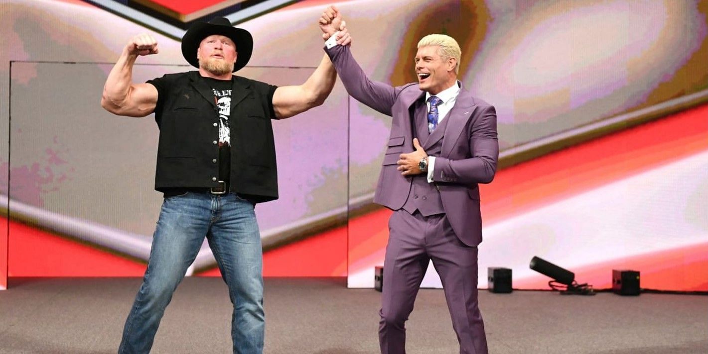 Brock Lesnar (left) and Cody Rhodes (right)