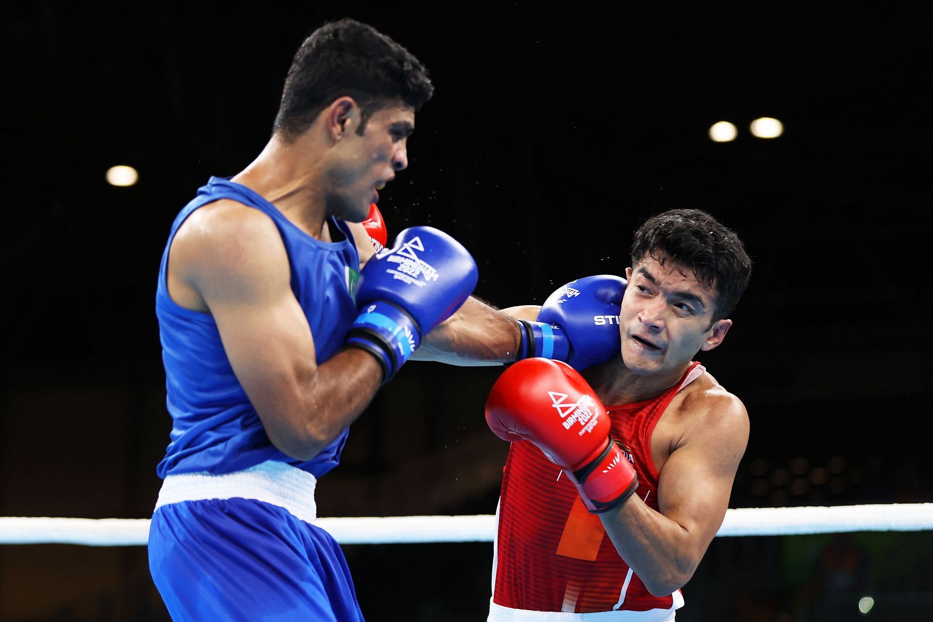 Shiva Thapa in action at the Commonwealth Games.