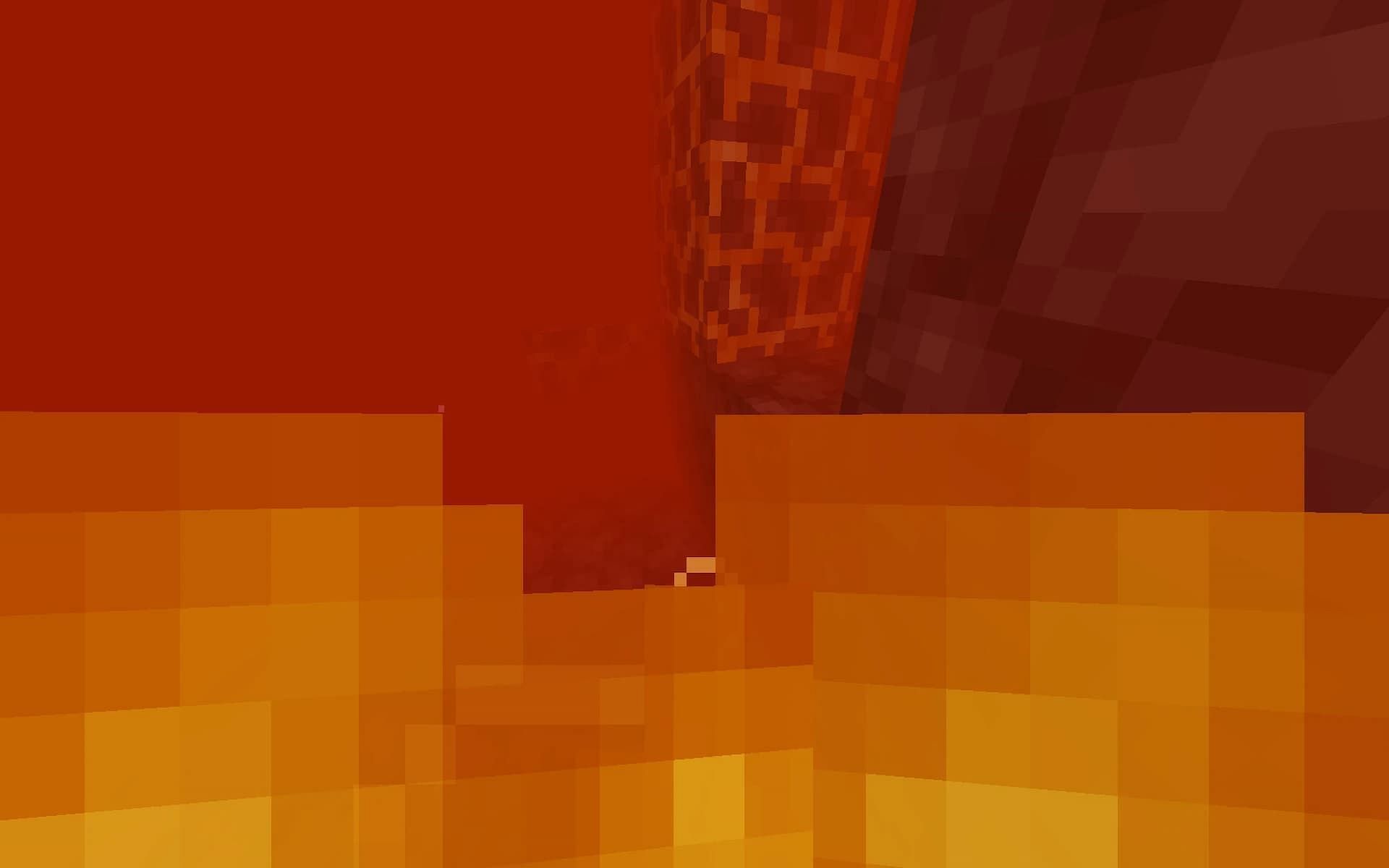 Lava can quickly overwhelm a player (Image via Minecraft.Fandom.com)