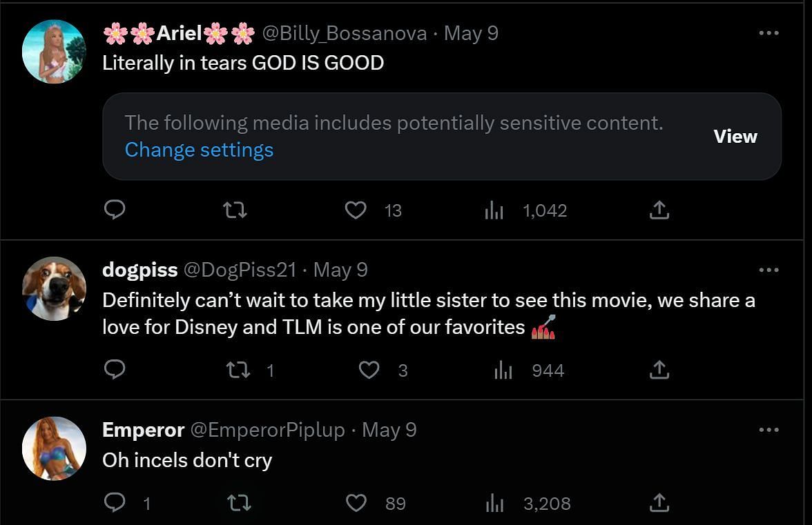 Reactions to The Little Mermaid&#039;s reviews (Image via Twitter)