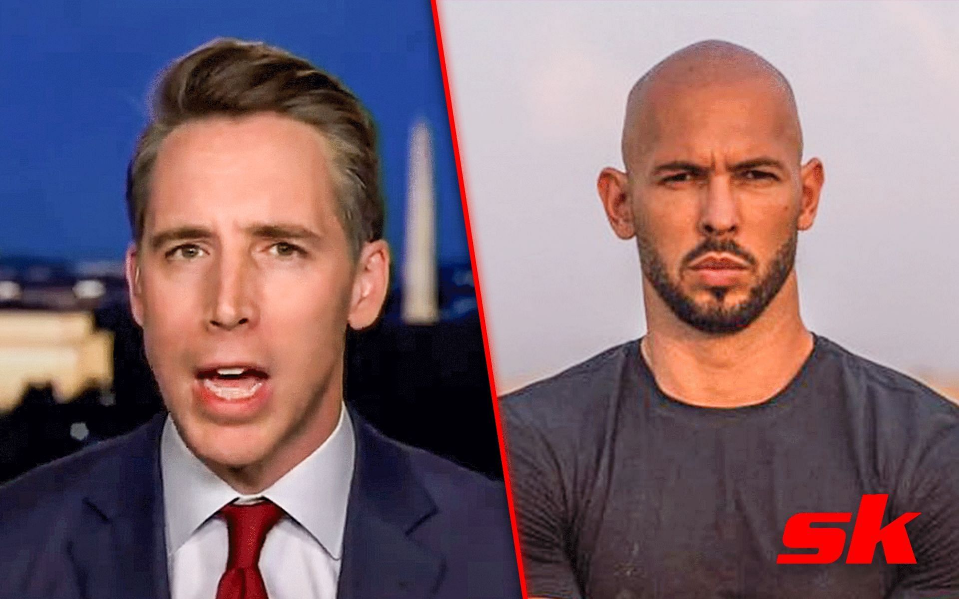 Josh Hawley (Left) and Andrew Tate (Right) [Images via: @CitizenFreePres and @Cobratate on Twitter]