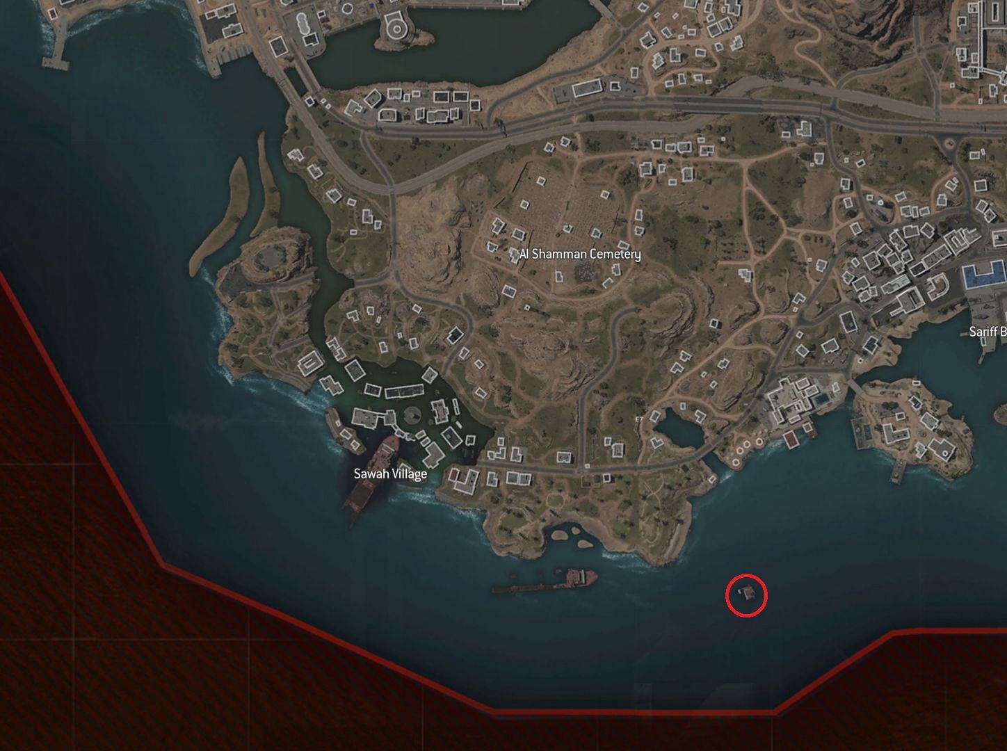 Sunken ship in Warzone 2 DMZ (Image via MapGenie)