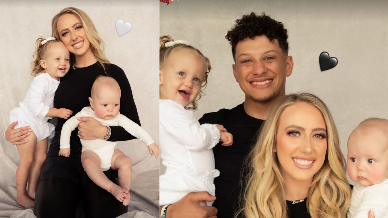 The Chiefs star with his wife and two children, Sterling and Bronze. Credit: @patrickmahomes (IG)