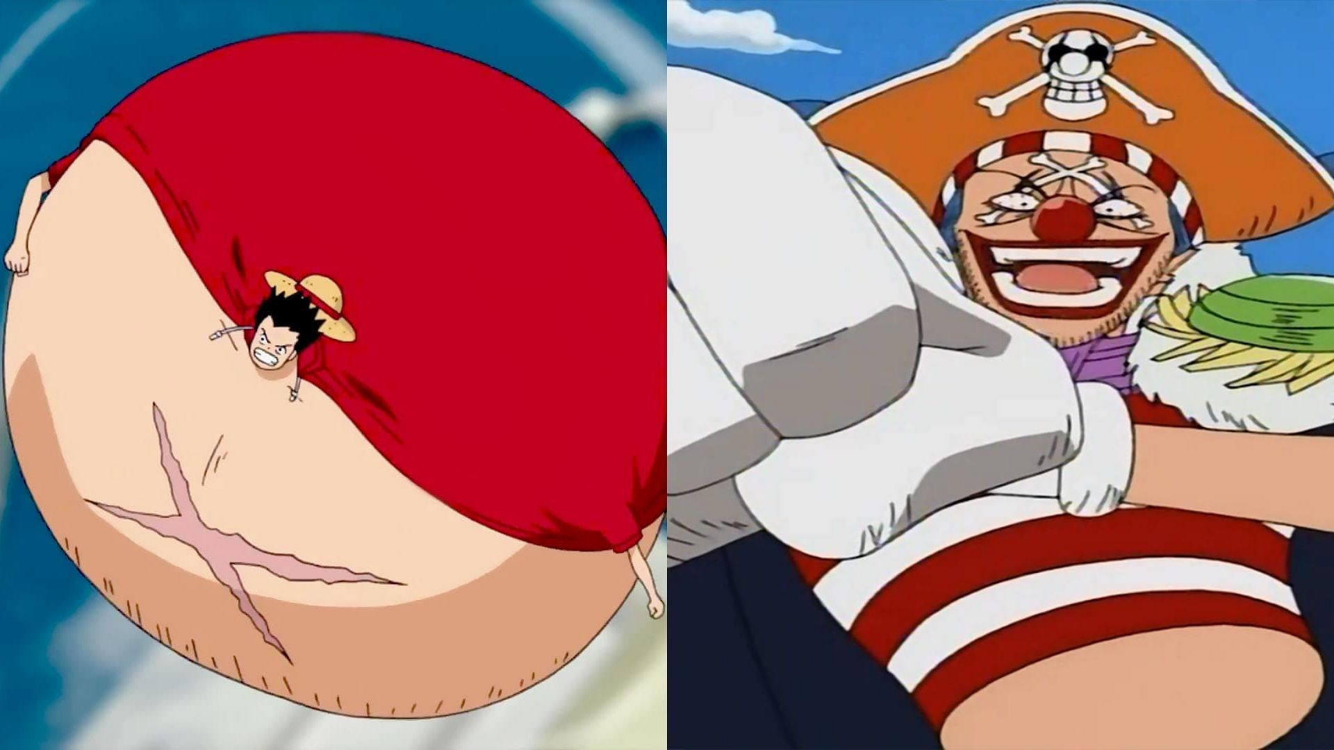 Luffy and Buggy using their Devil Fruits as seen in One Piece (Image via Toei Animation, One Piece)