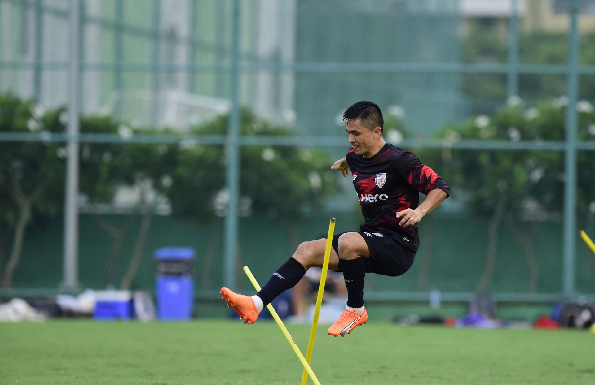 Sunil Chhetri traning ahead of the clash against Lebanon.