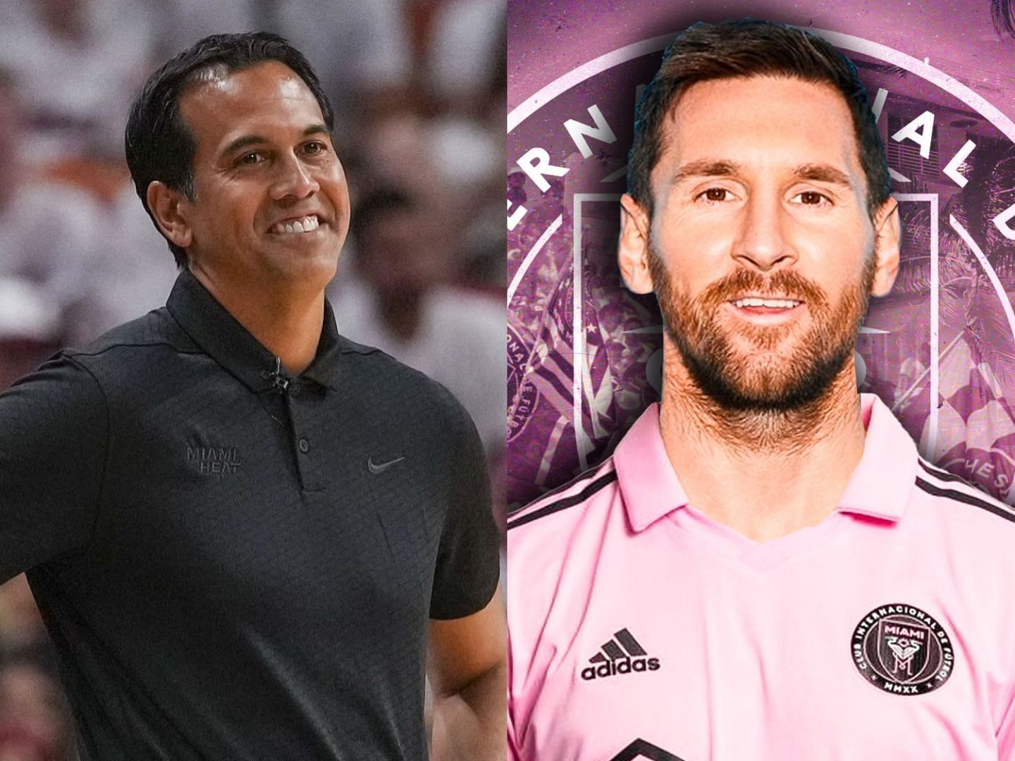 Erik Spoelstra and Lionel Messi (Right Photo: Football Daily/Twitter)
