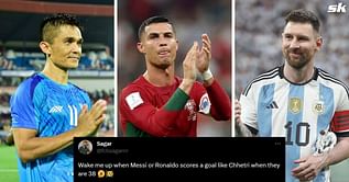 "We are coming Ronaldo and Messi" - Fans react as Sunil Chhetri closes in on Lionel Messi and Cristiano Ronaldo’s international goal tally