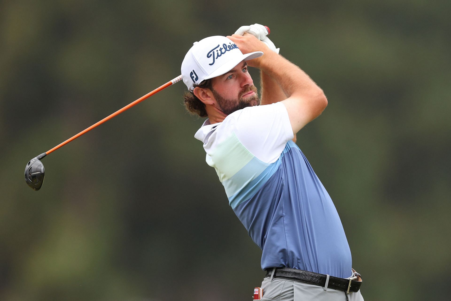 Cameron Young teeing off at the 8th hole. 2023 U.S. Open Championship - Round Two (Image via Getty).