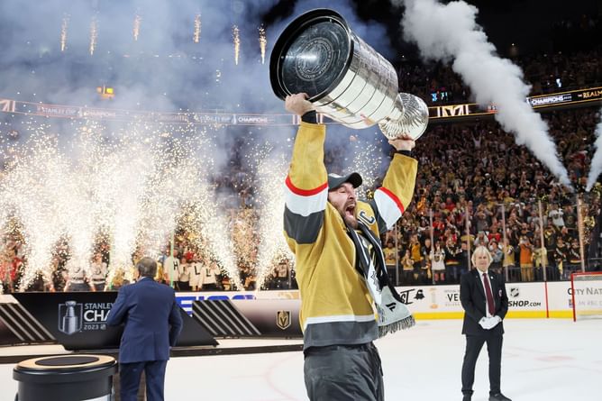 Vegas Golden Knights fans over the moon as they lift the Stanley Cup for the first time - "The realm has been unknighted"