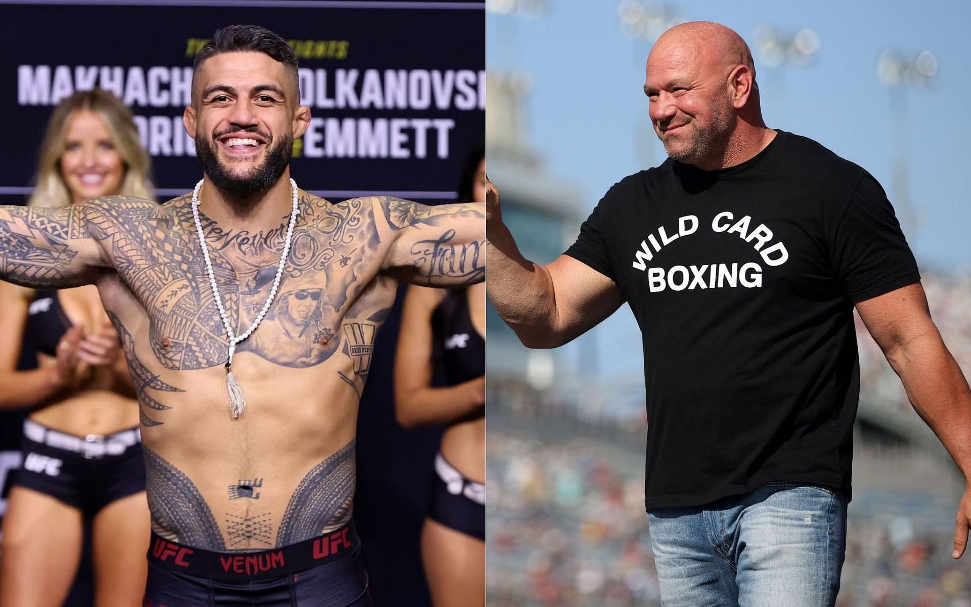 Tyson Pedro (left) and Dana White (right)