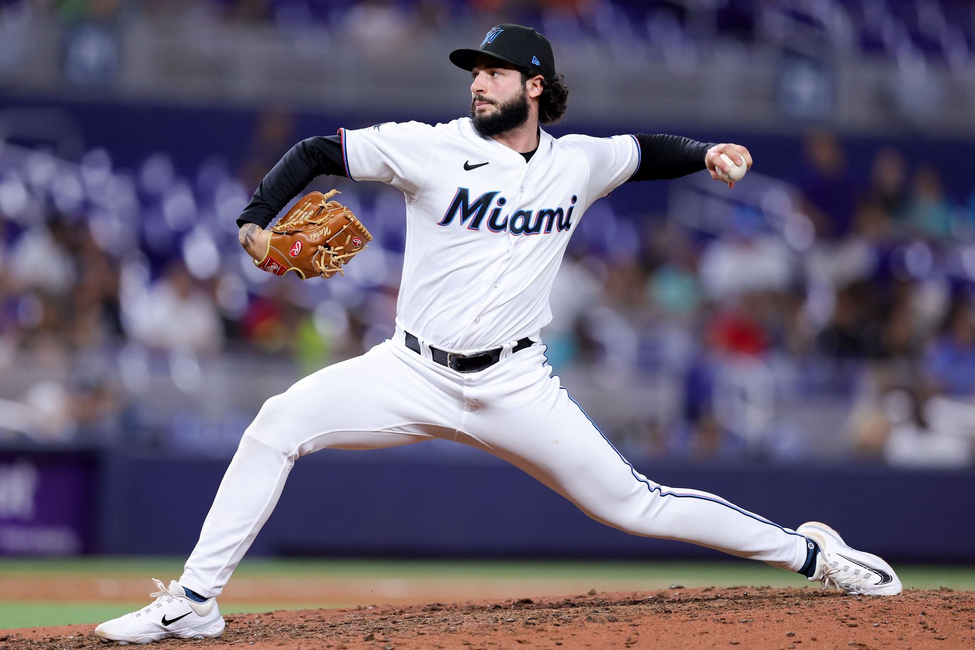 Andrew Nardi pitches against the Washington Nationals at loanDepot park