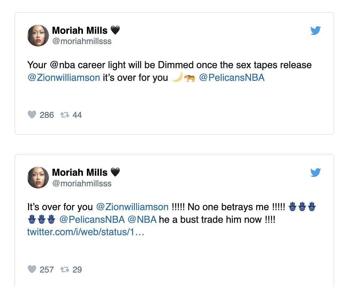 Moriah Mills threatens Zion Williamson on Twitter