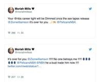 Moriah Mills threatens Zion Williamson on Twitter