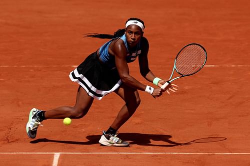 Coco Gauff in action at the 2023 French Open.