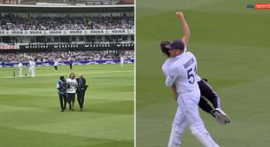 [Watch] Jonny Bairstow carries pitch invader outside boundary ropes as drama unfolds on Day 1 of second Ashes Test