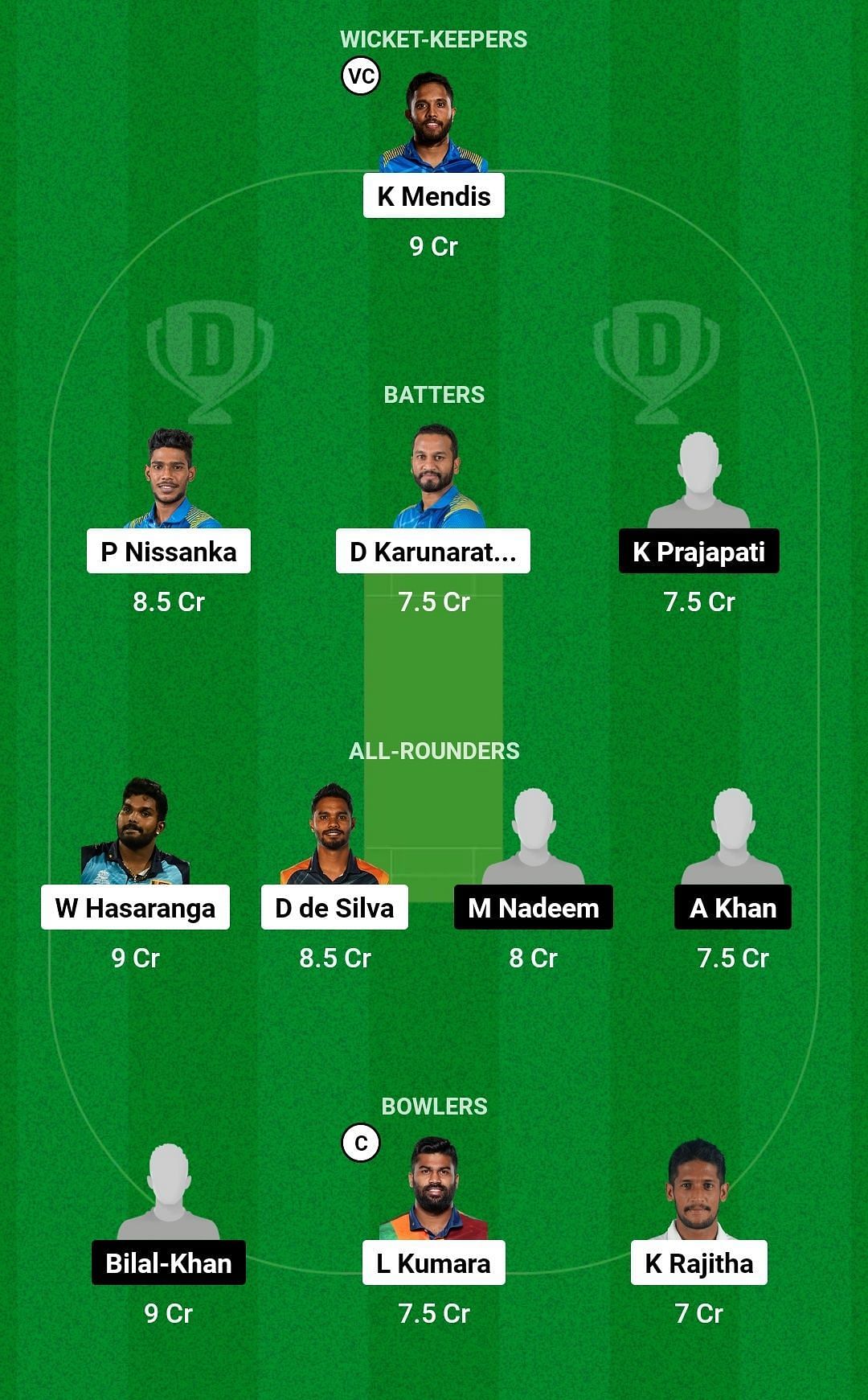 Dream11 Team for Sri Lanka vs Oman - ICC Cricket World Cup Qualifiers 2023.