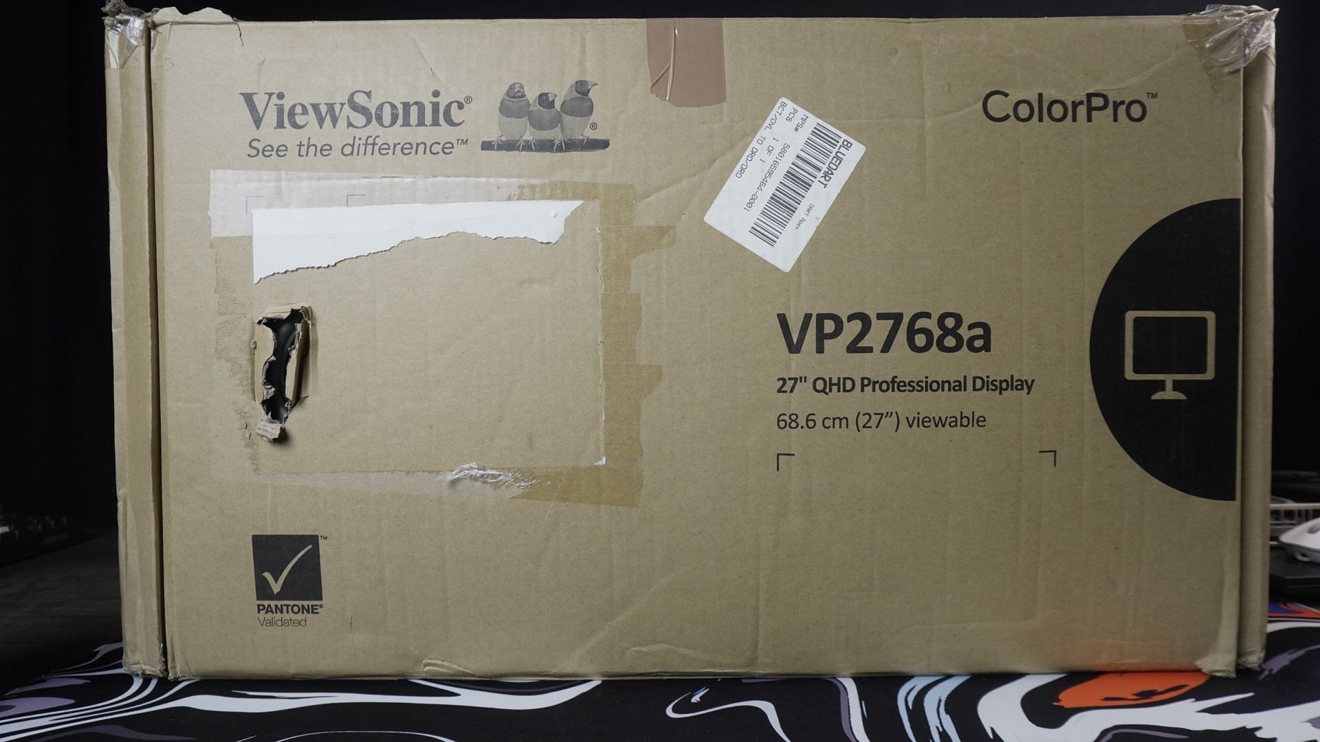 The packaging of the ViewSonic VP2768A (Image via Sportskeeda)