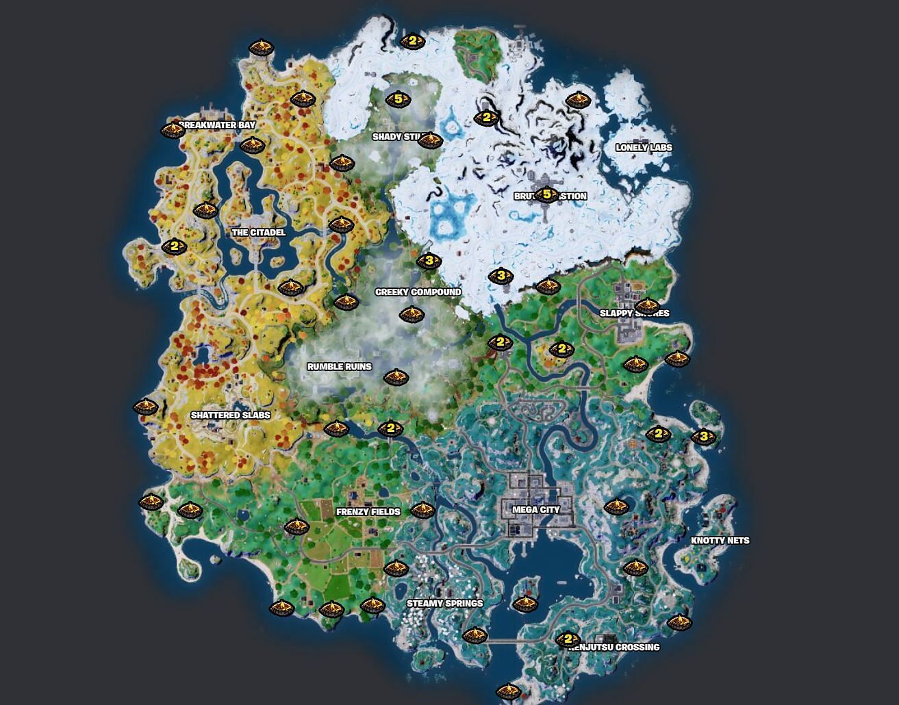 All Campfire locations in Fortnite Chapter 4 Season 3
