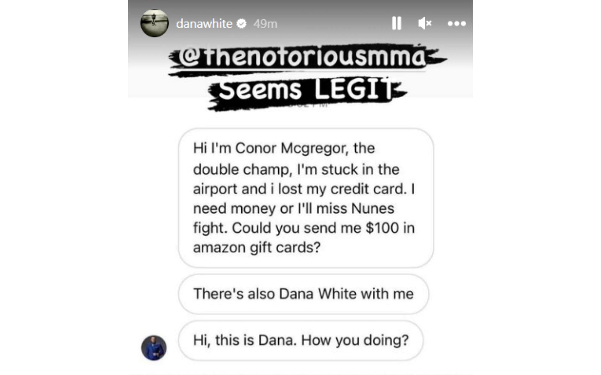 Dana White Exposes Conor McGregor Fraud Account For Hilarious Attempt ...