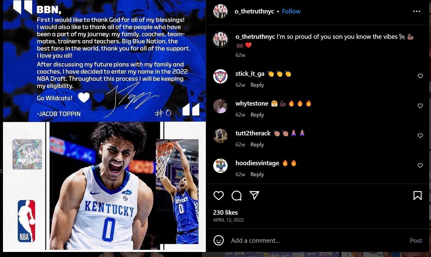 Who are Jacob Toppin's parents, Obadin and Roni Toppin? A closer look at  the Kentucky forward's private life