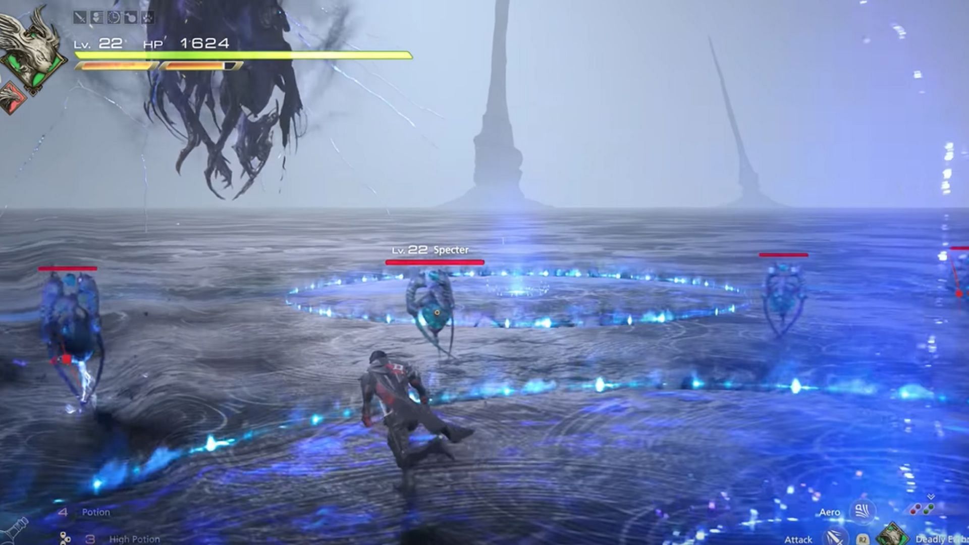 Flying enemies and large circular rings (Image via Square Enix)