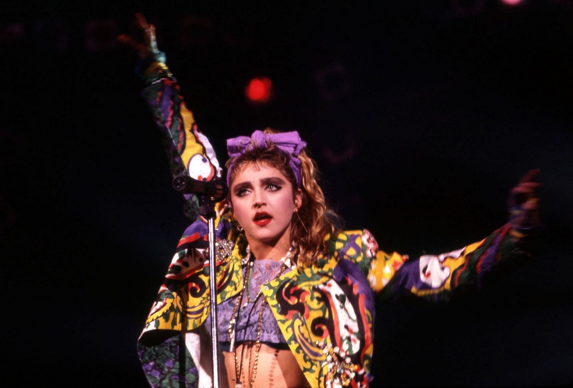  Madonna at Cobo Arena in Detroit, Michigan on on May 25, 1985 (Image via Getty Images) 