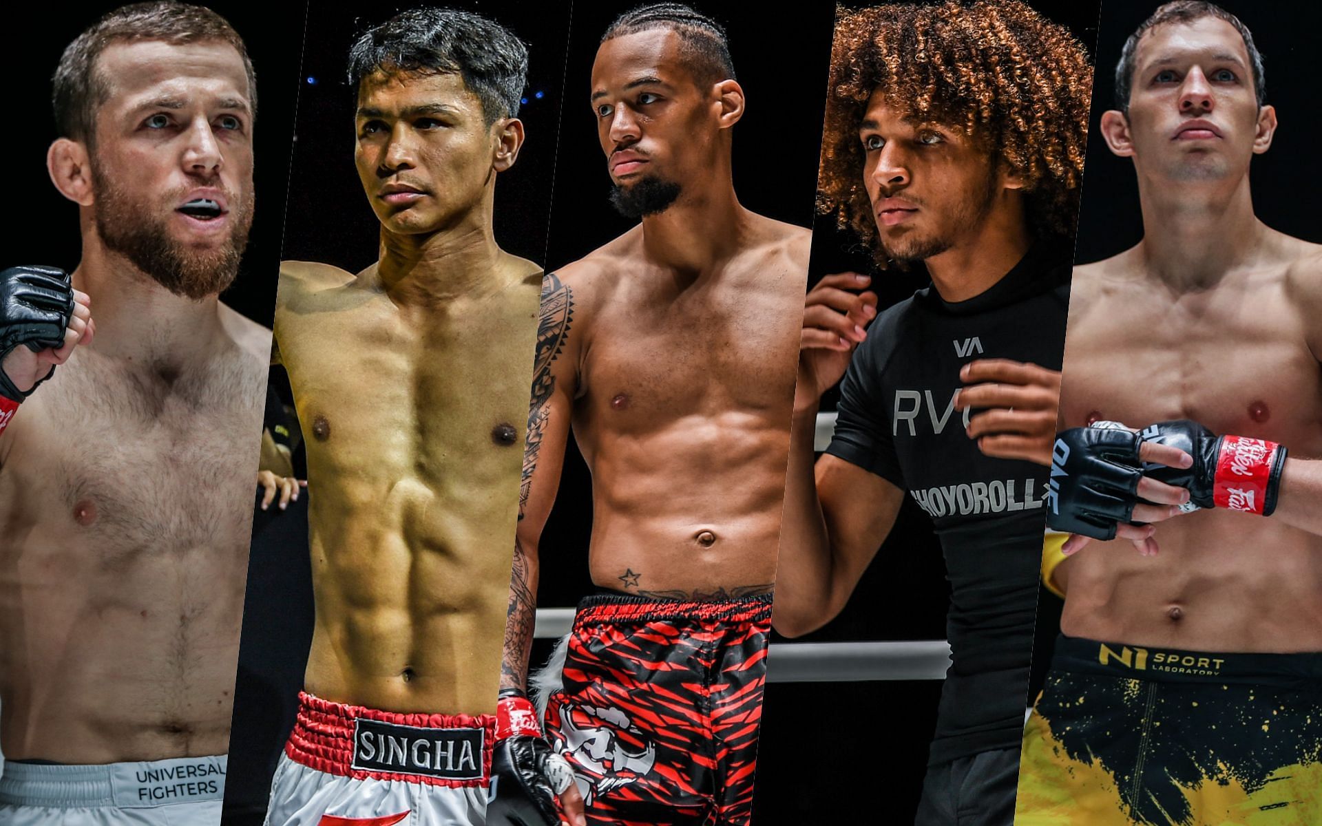 From left to right: Mansur Malachiev, Superbon, Regian Eersel, Kade Ruotolo, Ilya Freymanov | Photo by ONE Championship