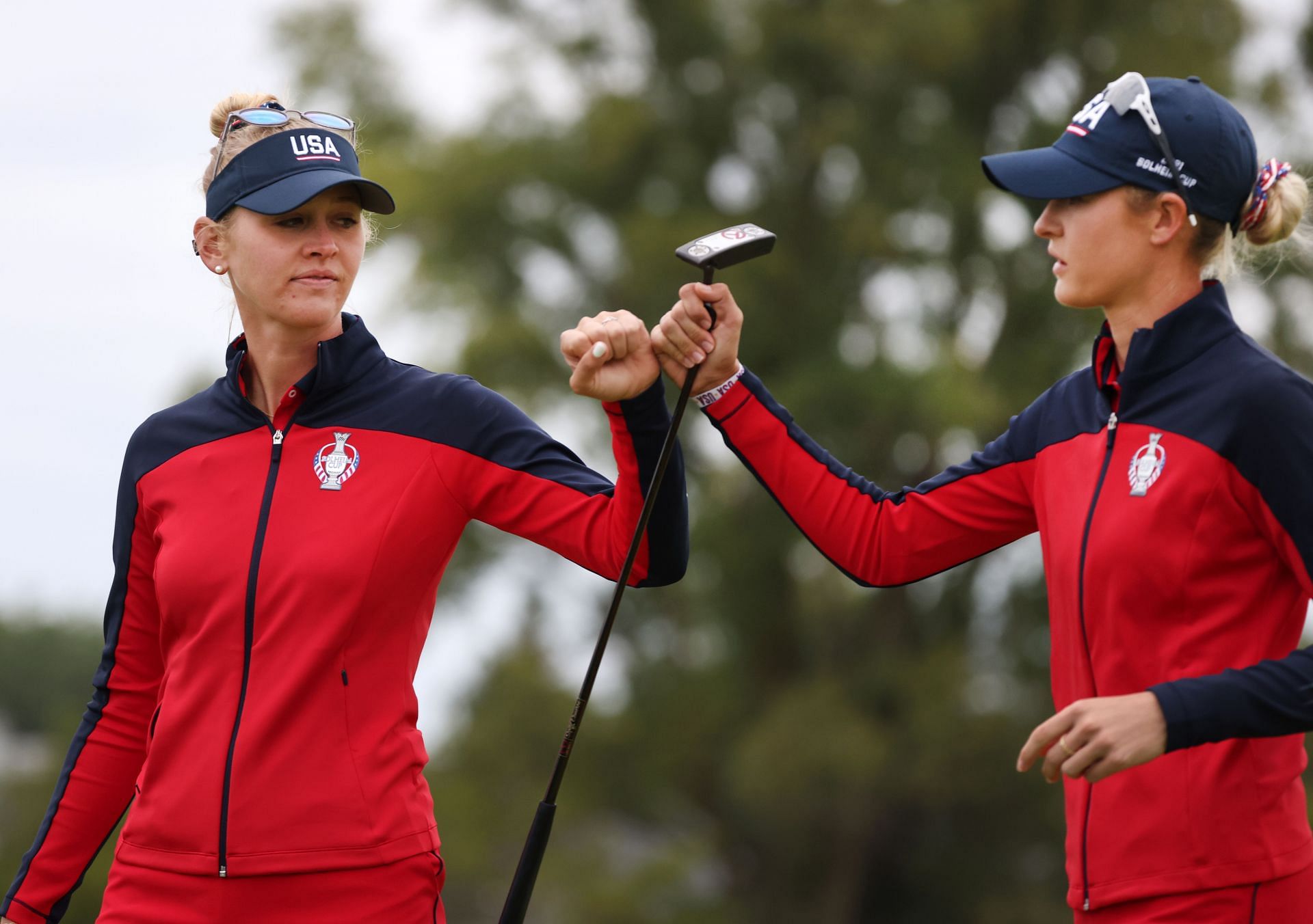 Jessica Korda and her sister Nelly Korda at the 2021 Solheim Cup (via Getty Images)