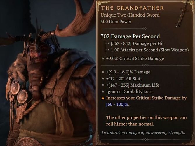 The Grandfather in Diablo 4: How to get, Unique effects, Affixes, and more