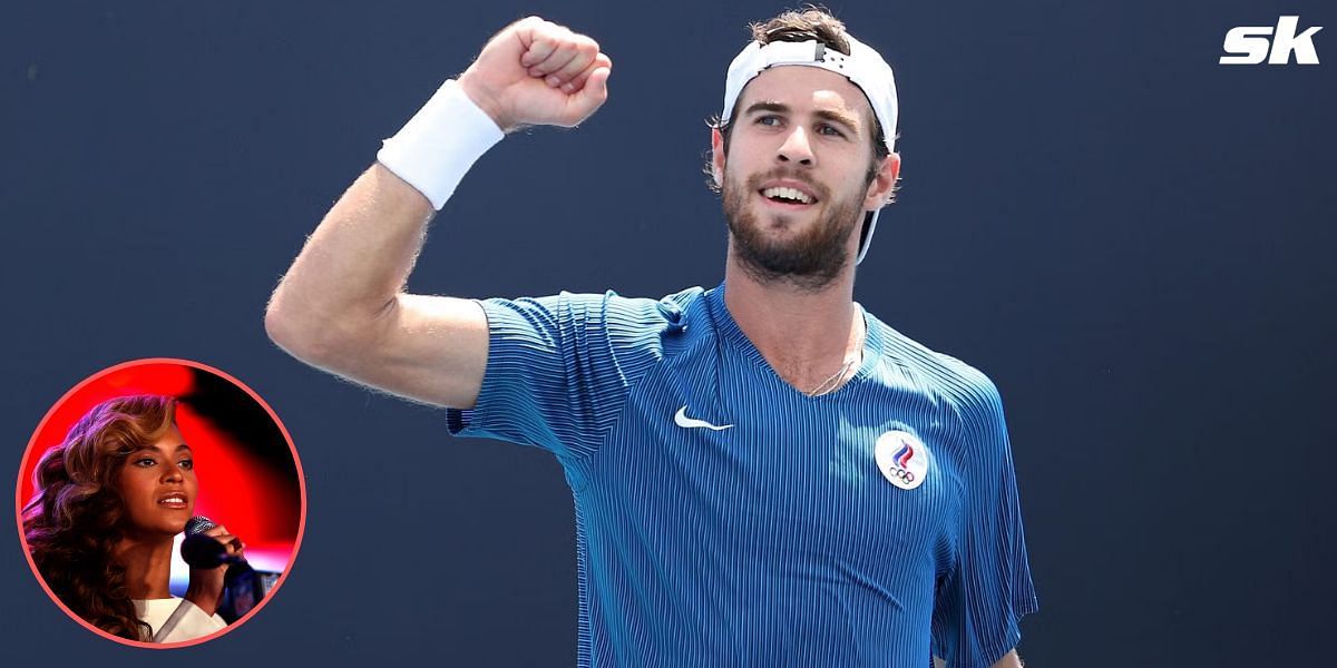 Karen Khachanov and Beyonc&eacute; (Inset)